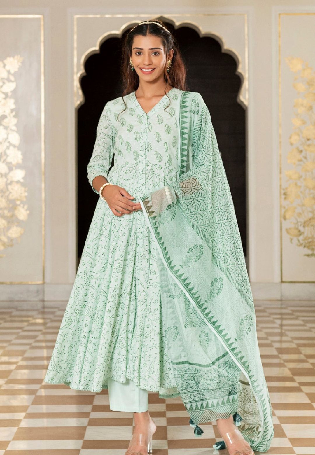 LIGHT GREEN MERAKI COTTON SUIT SET