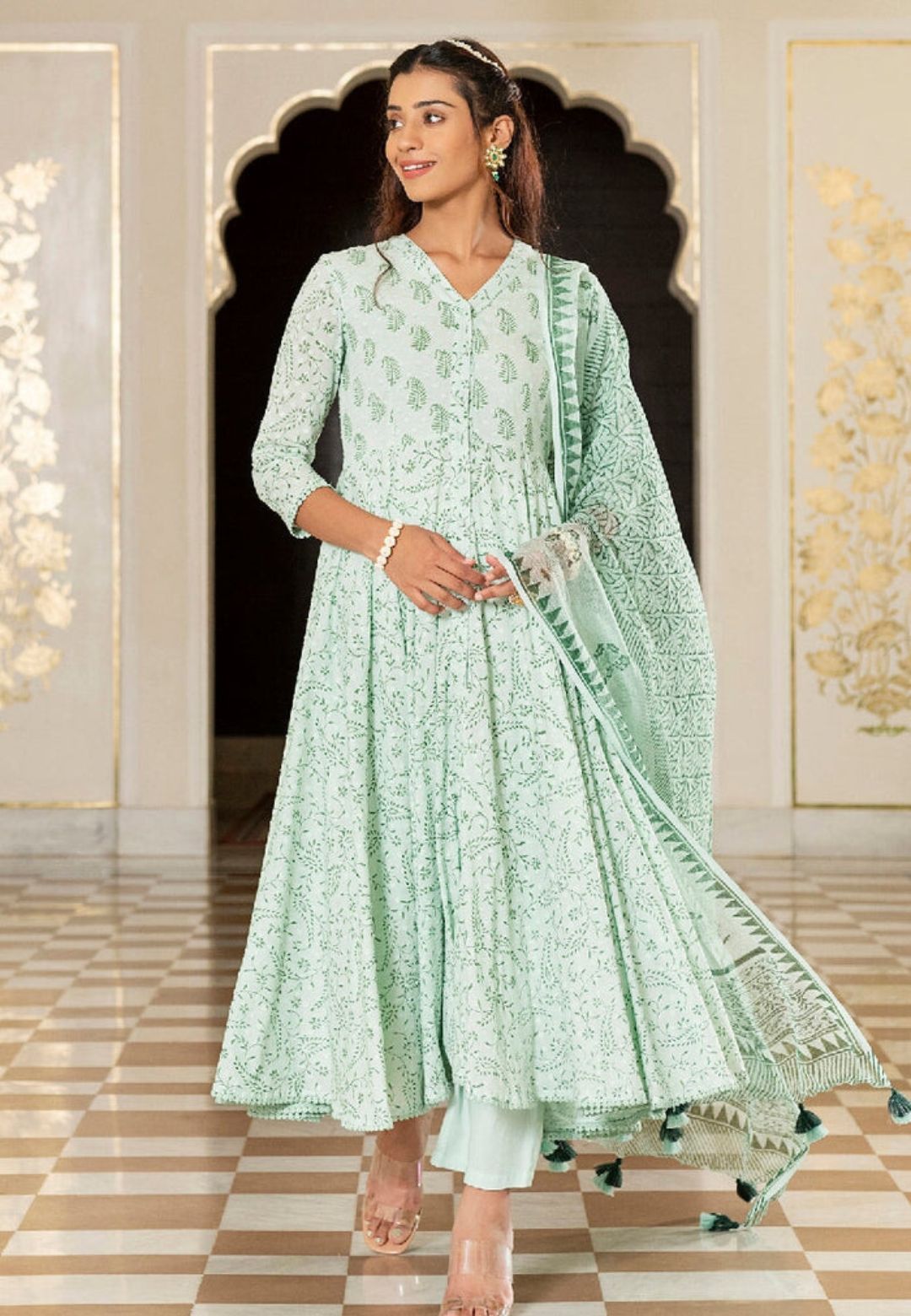 LIGHT GREEN MERAKI COTTON SUIT SET
