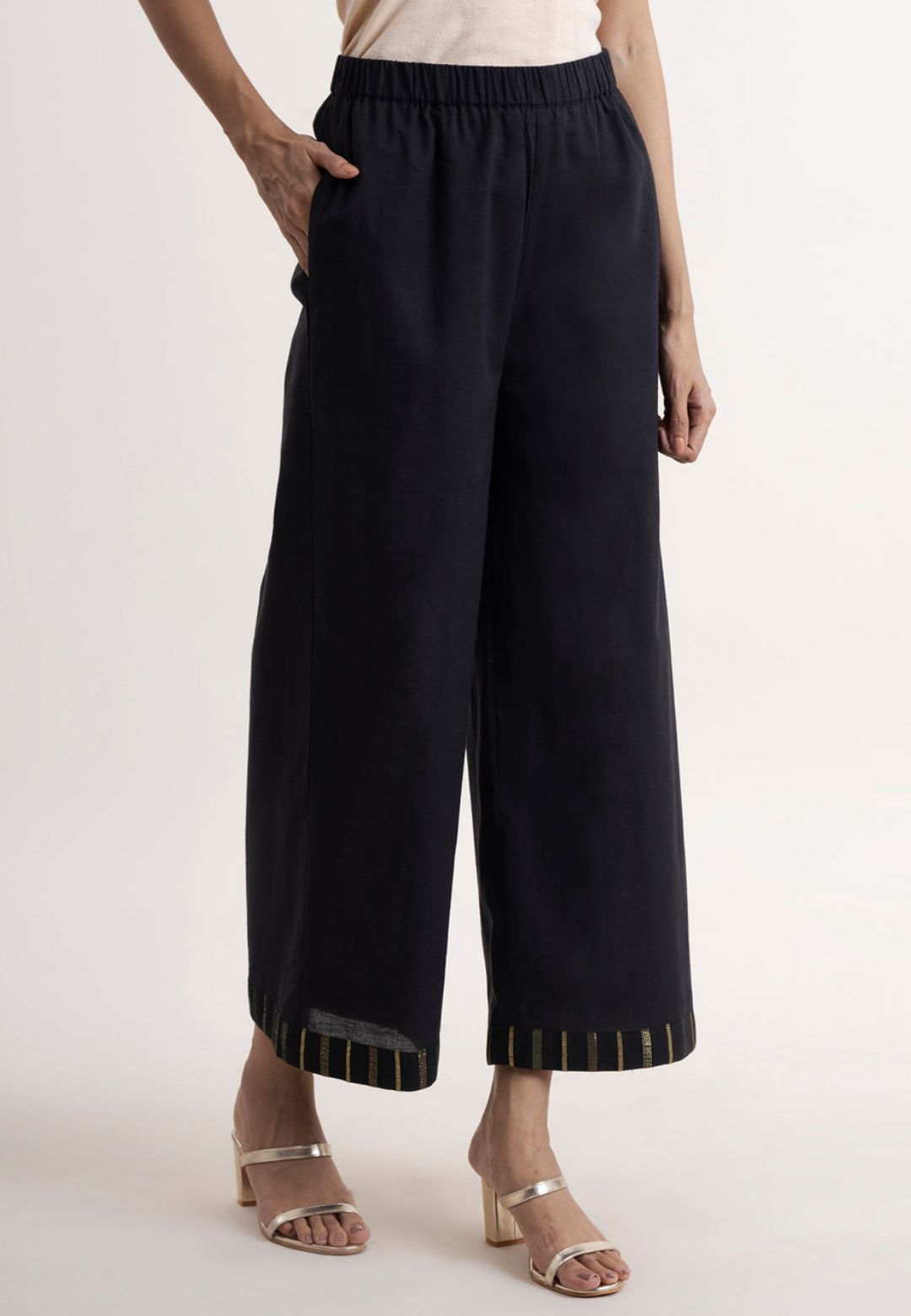 BLACK GOLD STRIPE COTTON LUREX SUIT SET