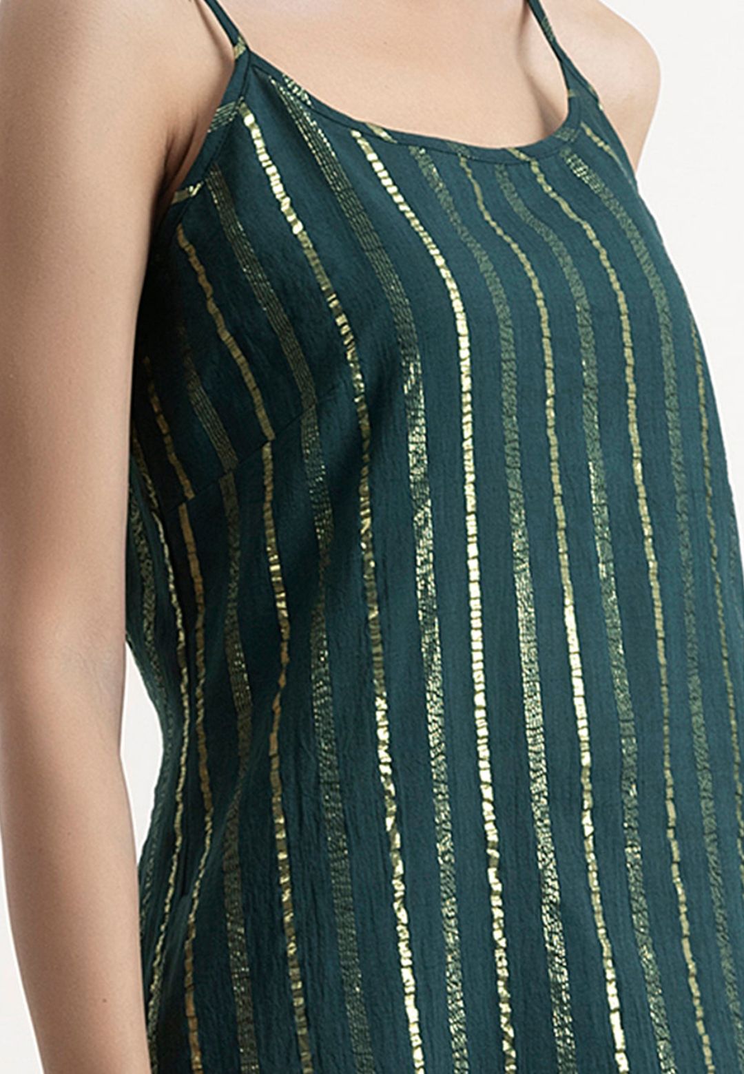 GREEN GOLD STRIPE COTTON LUREX SUIT SET