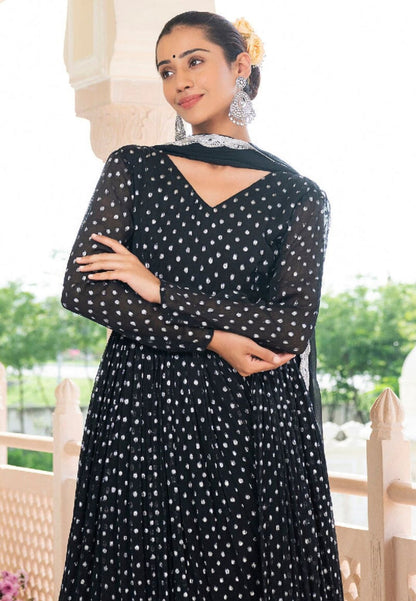 BLACK LUREX NAAZ GEORGETTE SUIT SET