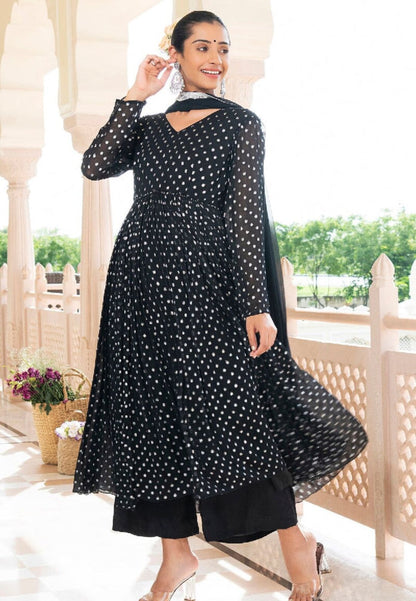 BLACK LUREX NAAZ GEORGETTE SUIT SET