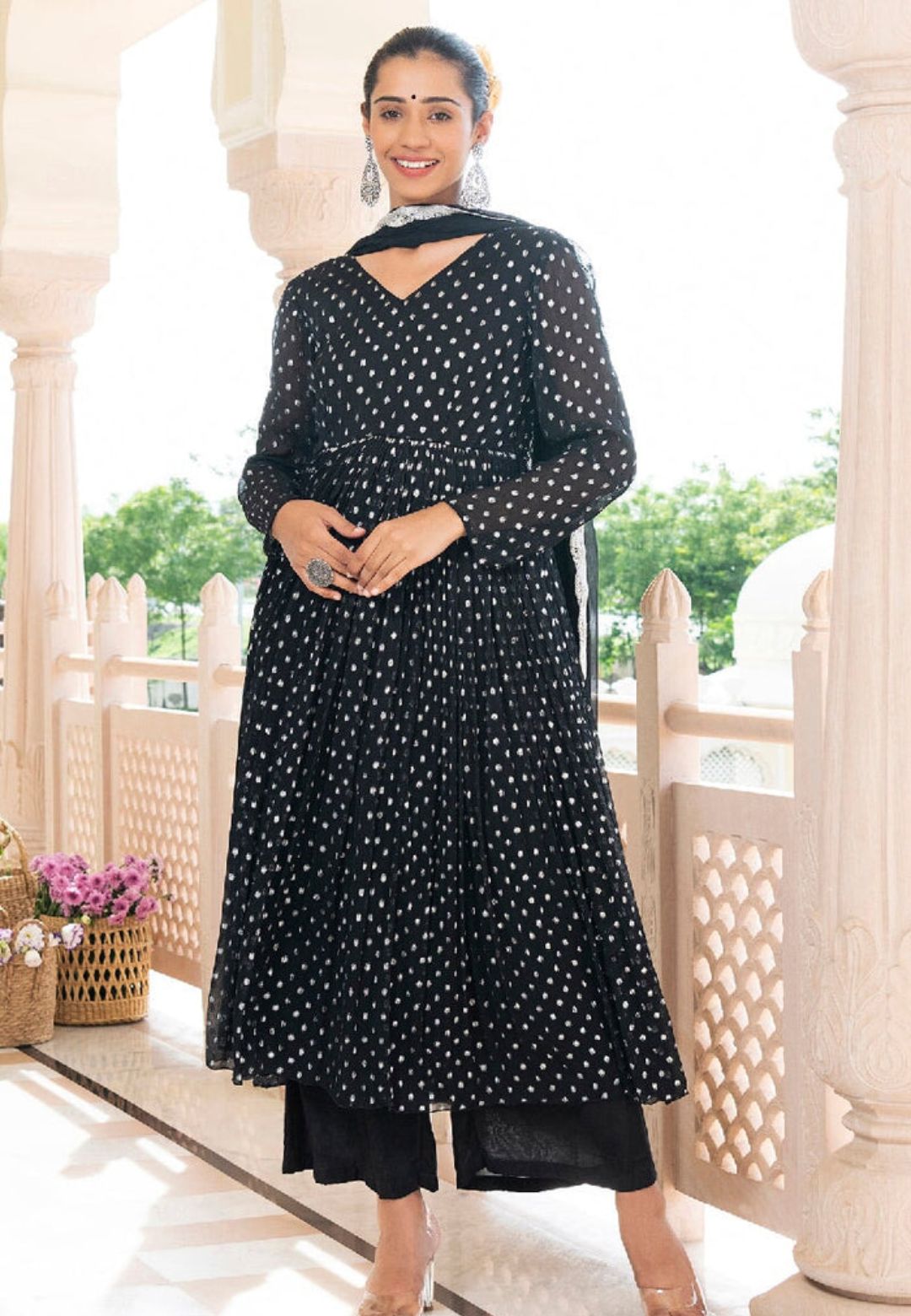 BLACK LUREX NAAZ GEORGETTE SUIT SET