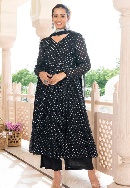 BLACK LUREX NAAZ GEORGETTE SUIT SET