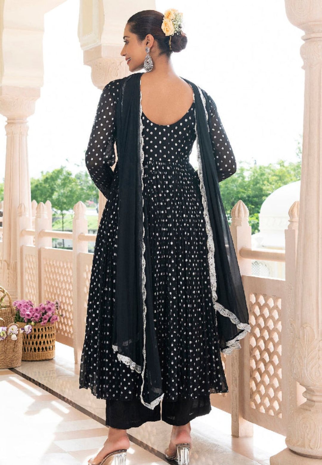 BLACK LUREX NAAZ GEORGETTE SUIT SET