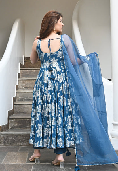BLUE GARIMA ANARKALI SUIT SET