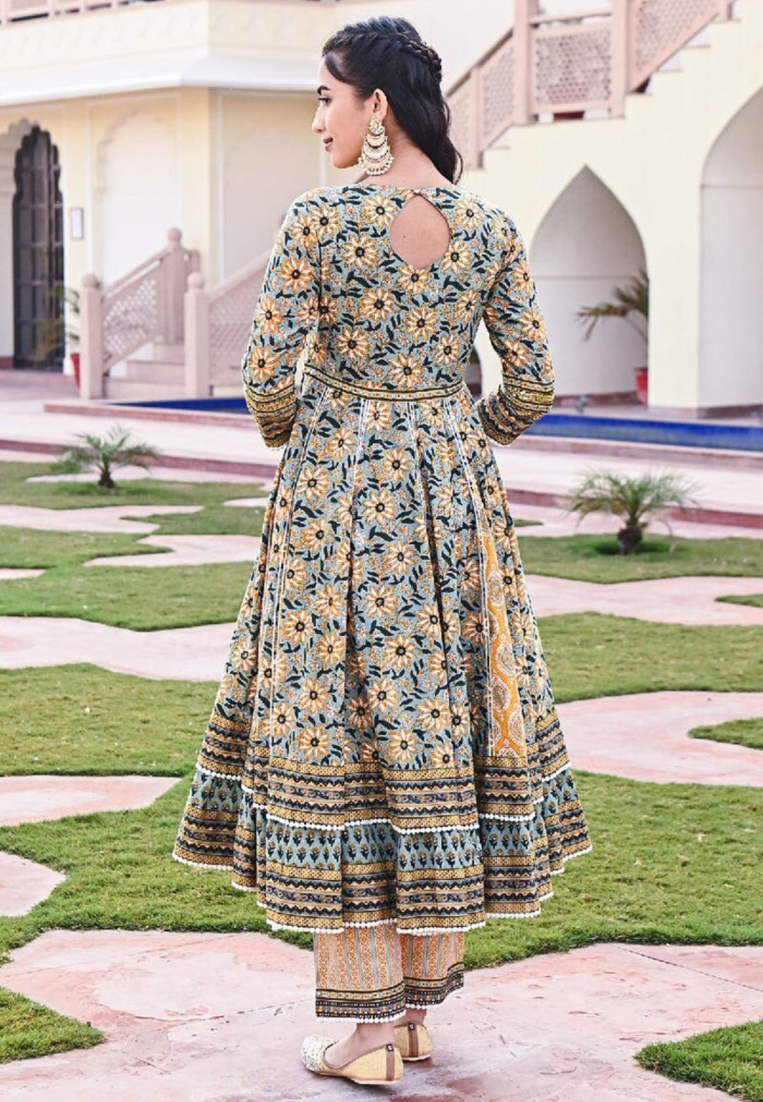 YELLOW  GREEN SURAJ ANARKALI SUIT SET