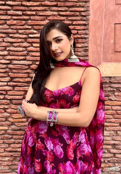 GULABI PURPLE CHIFFON SUIT SET