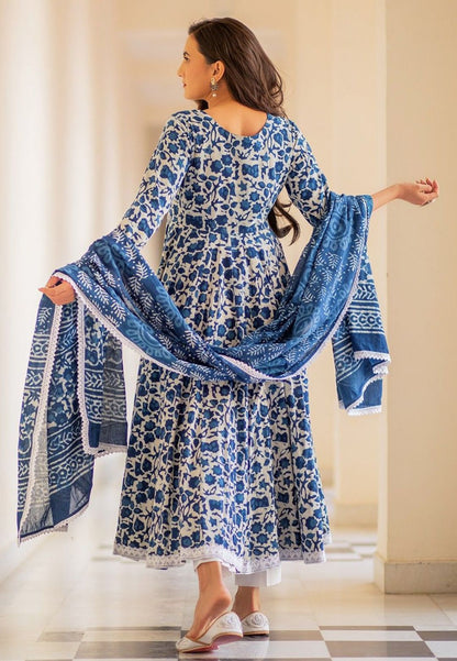 INDIGO WHITE DABU HANDBLOCKED SUIT SET