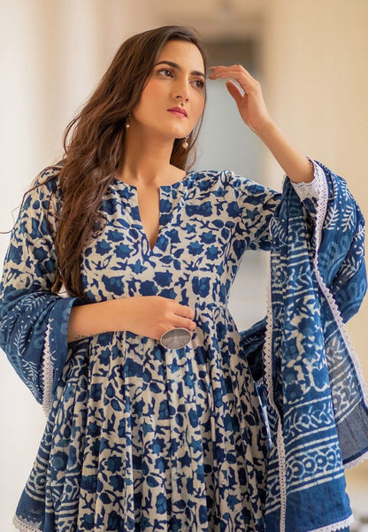 INDIGO WHITE DABU HANDBLOCKED SUIT SET