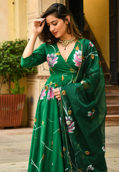 GREEN GULMOHAR ANARKALI SUIT SET