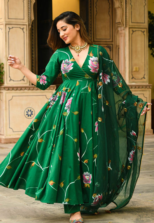 GREEN GULMOHAR ANARKALI SUIT SET