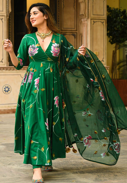 GREEN GULMOHAR ANARKALI SUIT SET