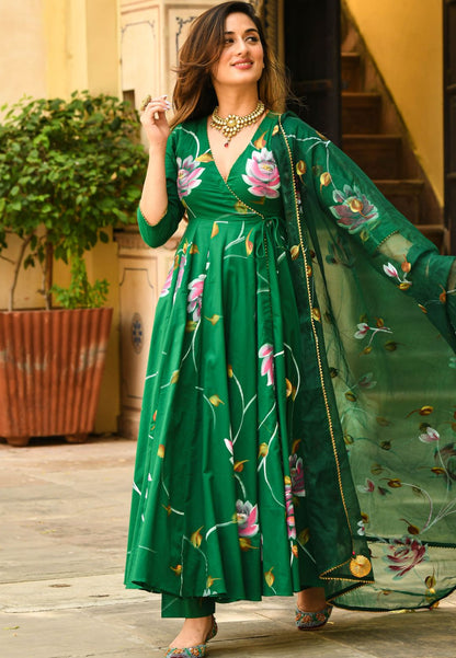 GREEN GULMOHAR ANARKALI SUIT SET