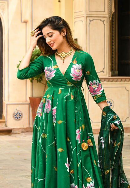 GREEN GULMOHAR ANARKALI SUIT SET