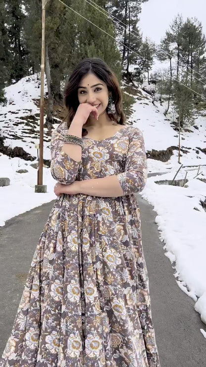 GREY KALAMKARI COTTON KURTA SET