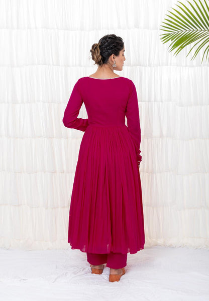 RANI PINK MUL MUL ANARKALI SUIT SET