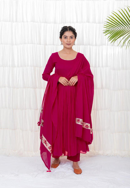 RANI PINK MUL MUL ANARKALI SUIT SET