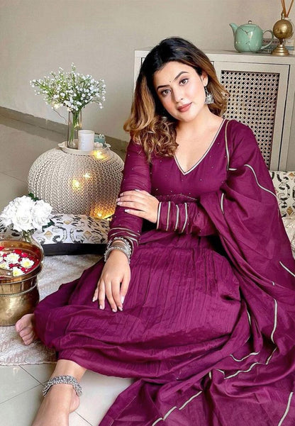 PURPLE VIOLET ANARKALI SUIT SET