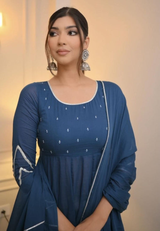 MANIKA BLUE ANARKALI SUIT SET
