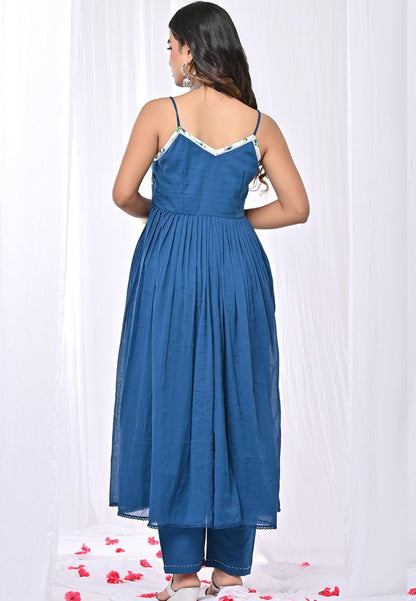 MANIKA BLUE STRAP ANARKALI SUIT SET
