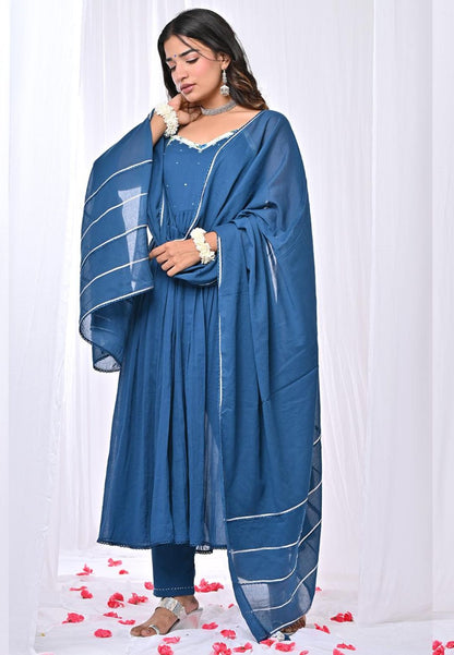 MANIKA BLUE STRAP ANARKALI SUIT SET