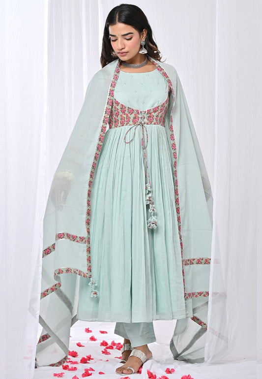 MINT GREEN ANARKALI SUIT SET