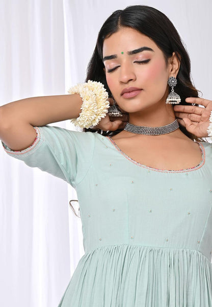 MINT GREEN MANIKA ANARKALI SUIT SET