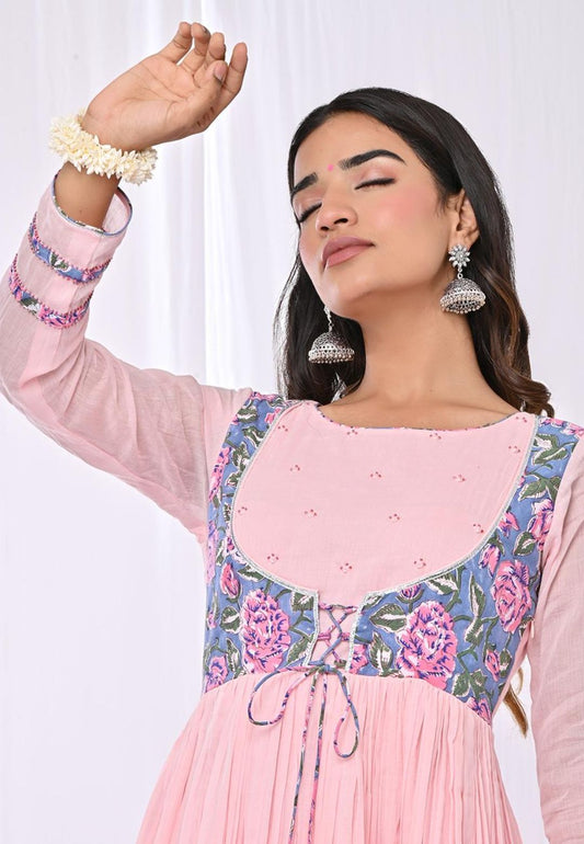 FLAMINGO PINK ANARKALI SUIT SET