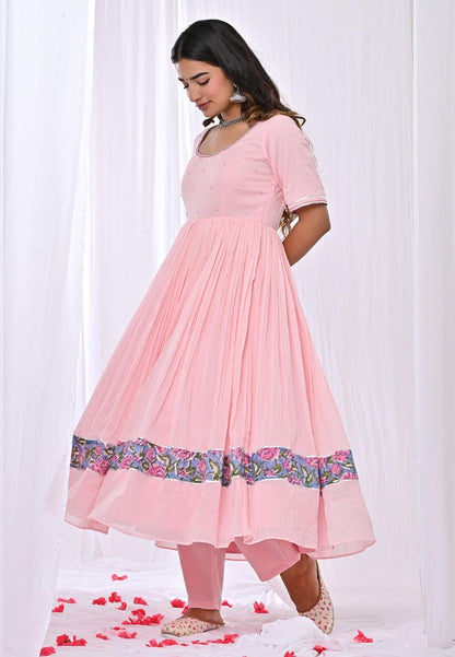 PINK MANIKA MULMUL ANARKALI SUIT SET