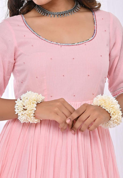 PINK MANIKA MULMUL ANARKALI SUIT SET