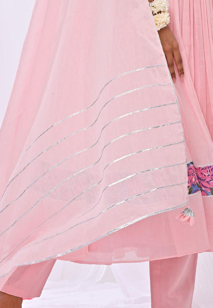 PINK MANIKA MULMUL ANARKALI SUIT SET