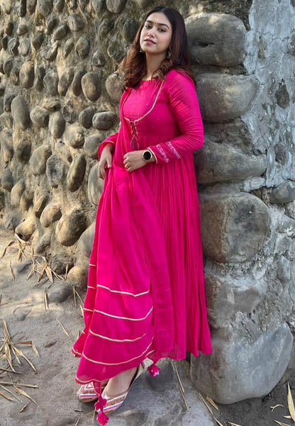 RANI PINK MANIKA GATHERED SUIT SET