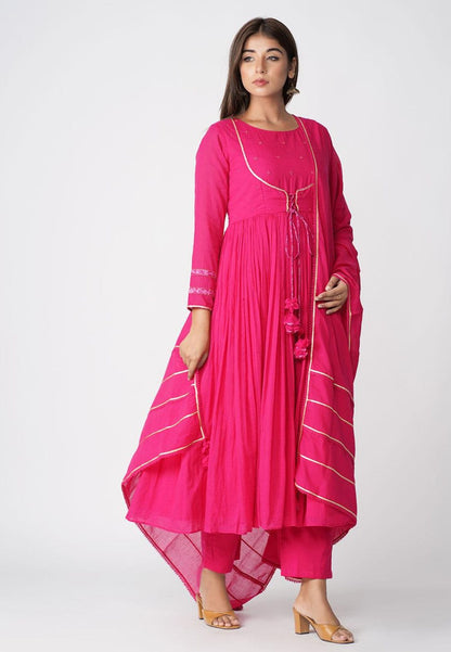 RANI PINK MANIKA GATHERED SUIT SET