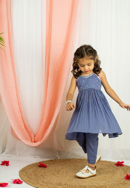PURPLE KIDS ANARKALI SUIT SET