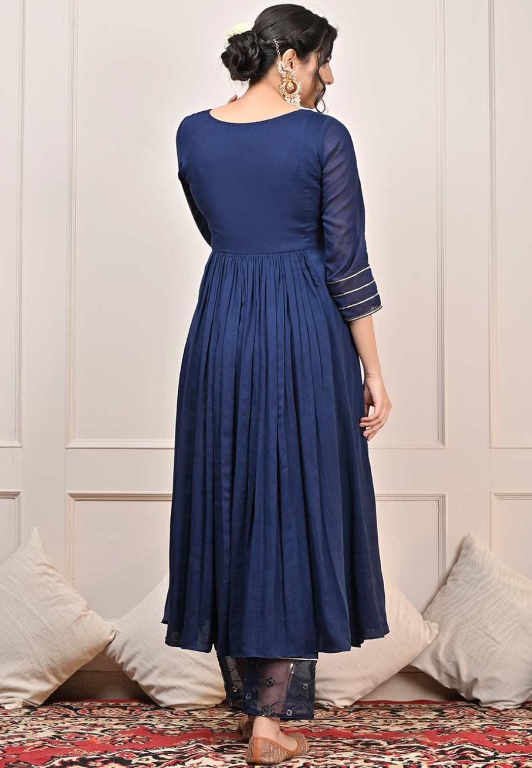 BLUE MUL GATHERED SUIT SET