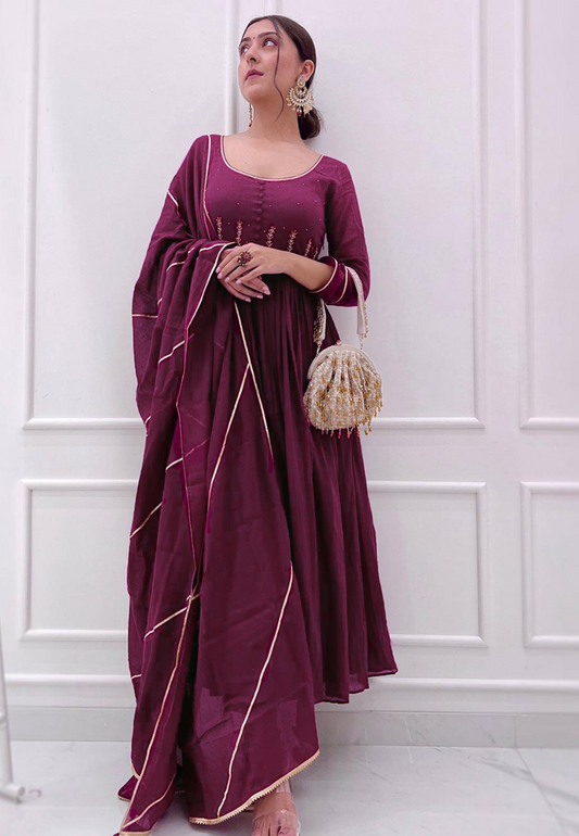 VIOLET PURPLE MANIKA ANARKALI SUIT SET