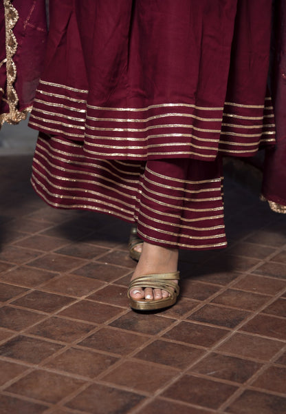 MAROON GOTAPATTI ANARKALI  SUIT SET