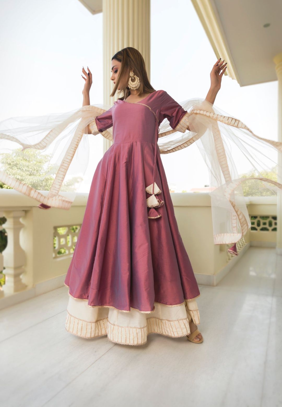 PURPLE COTTON SILK ANGRAKHA SET