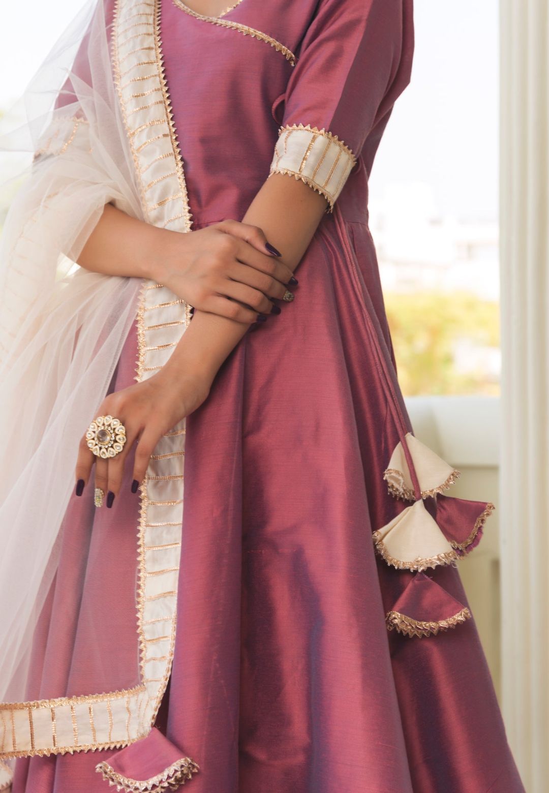 PURPLE COTTON SILK ANGRAKHA SET