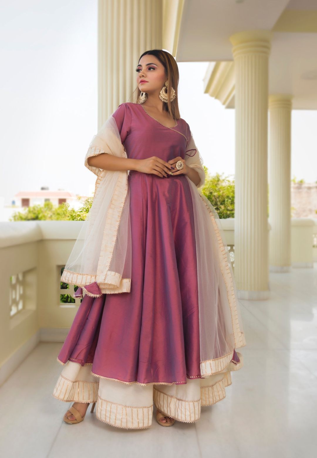 PURPLE COTTON SILK ANGRAKHA SET