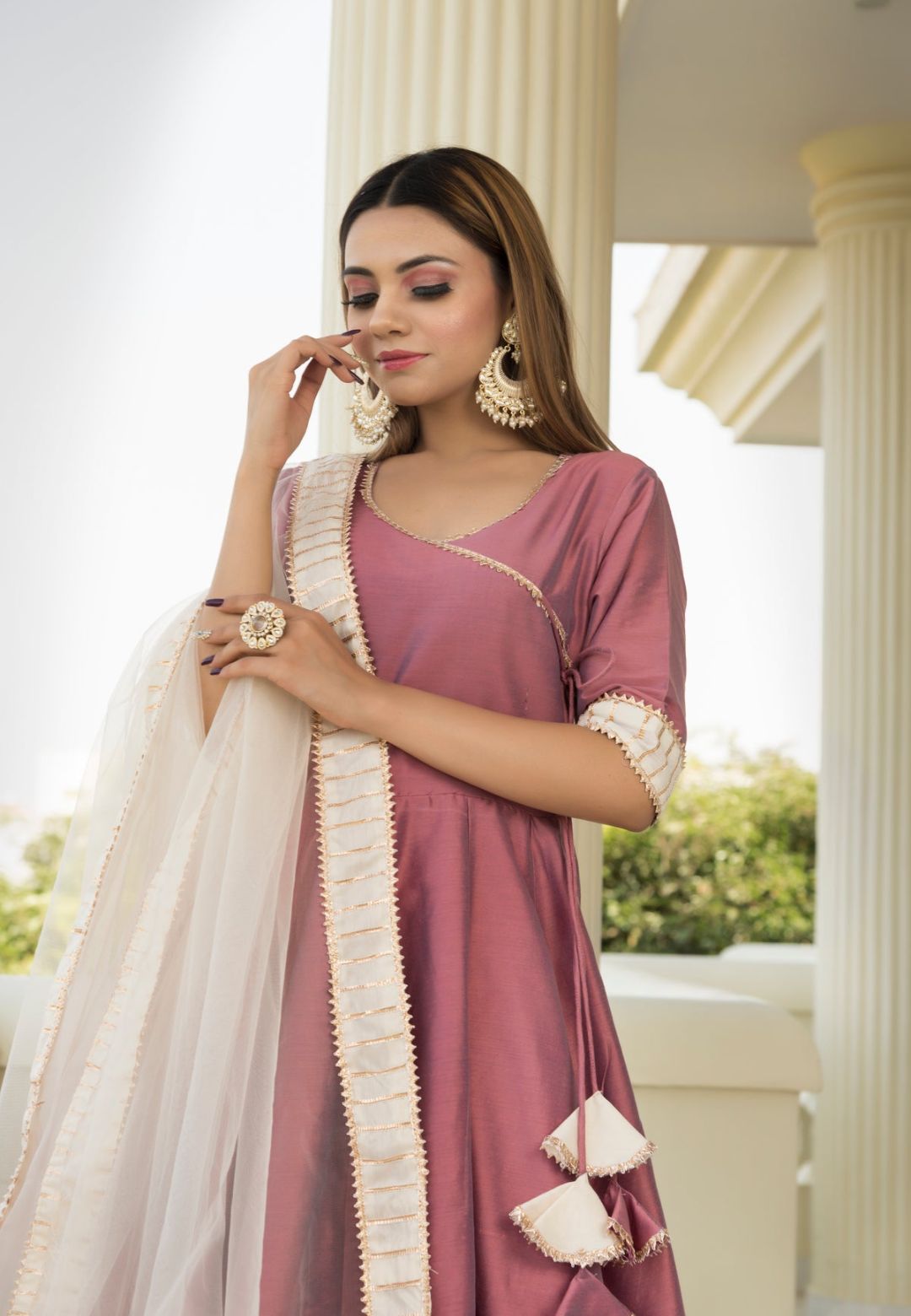 PURPLE COTTON SILK ANGRAKHA SET