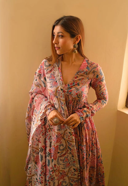 PEACH BEIGE ANARKALI SUIT SET