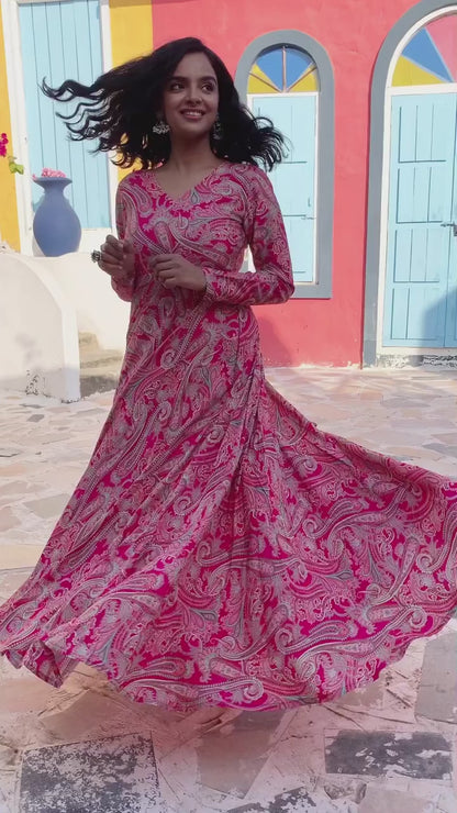 PINK MUSLIN SILK ANARKALI