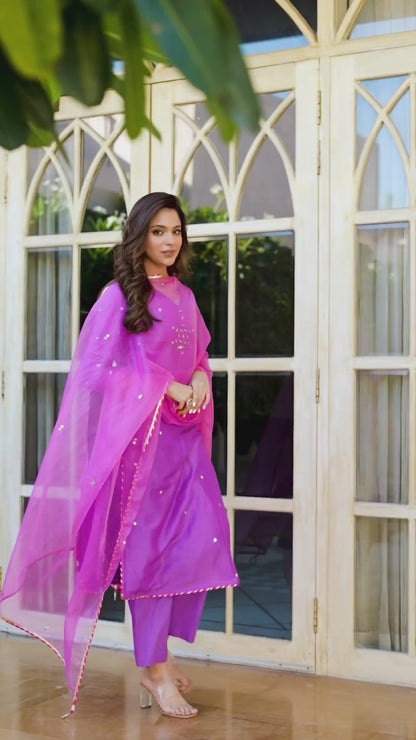 PURPLE MIRROR SUIT SET