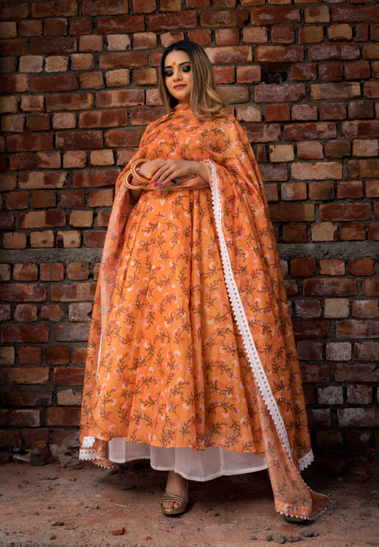 ORANGE FLORAL SUIT SET