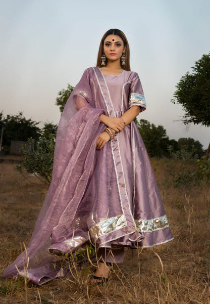 PURPLE SILK TAFETA SUIT SET