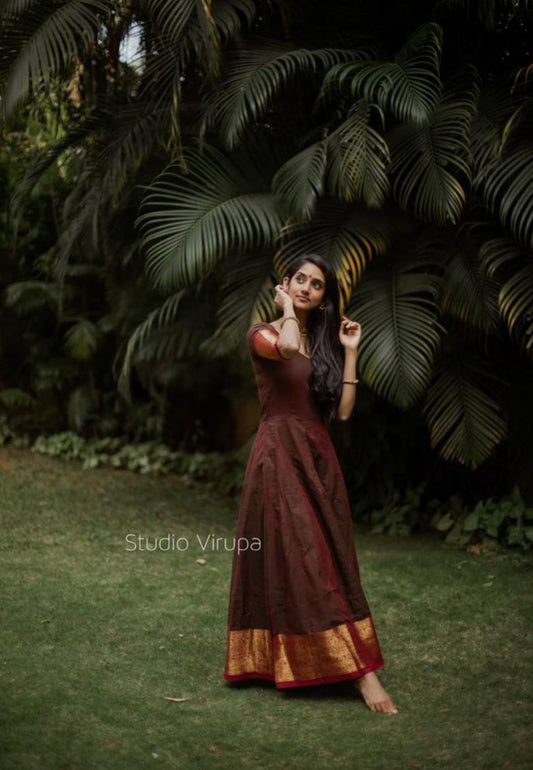 BROWN MAROON TULSI ANARKALI