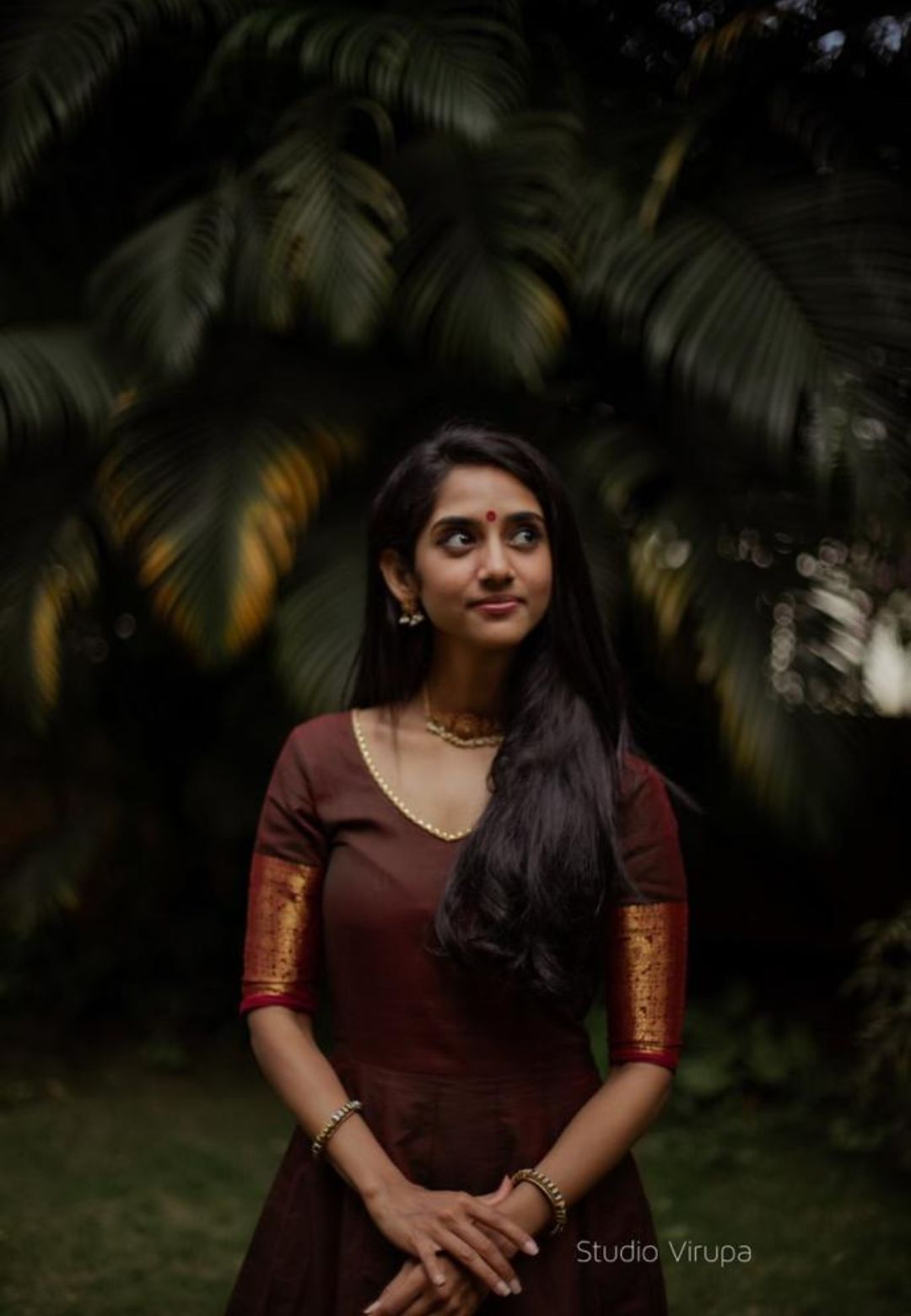 BROWN MAROON TULSI ANARKALI