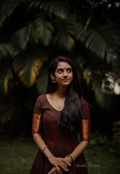 BROWN MAROON TULSI ANARKALI